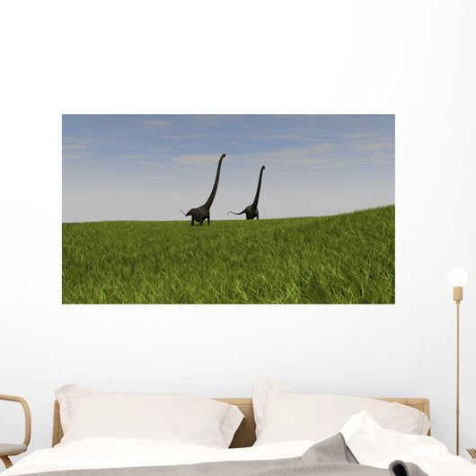 Two Mamenchisaurus Walking across Wall Decal Design 3