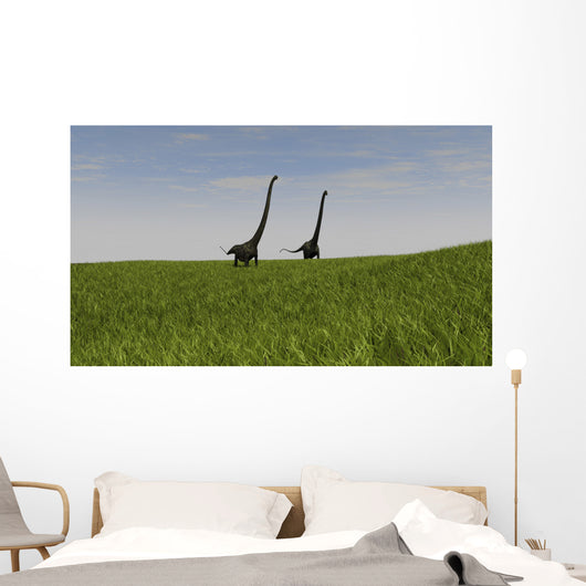 Two Mamenchisaurus Walking across Wall Decal Design 3