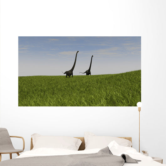 Two Mamenchisaurus Walking across Wall Decal Design 3