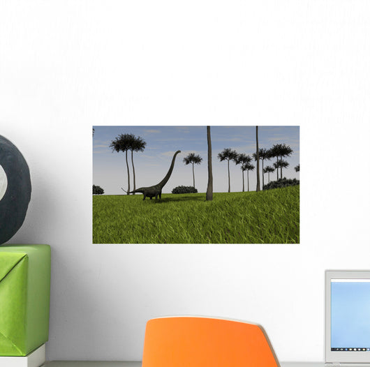 Mamenchisaurus Walking across Grassy Wall Decal Design 1