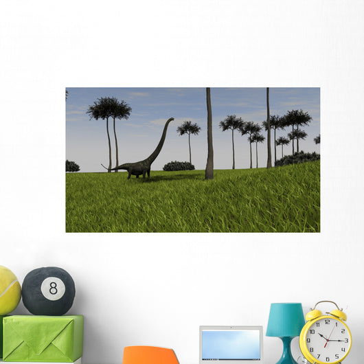 Mamenchisaurus Walking across Grassy Wall Decal Design 1