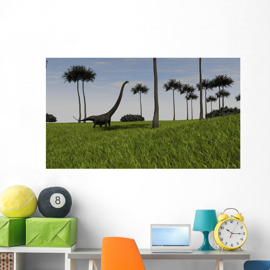 Mamenchisaurus Walking across Grassy Wall Decal Design 1