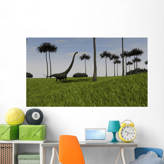 Mamenchisaurus Walking across Grassy Wall Decal Design 1