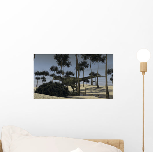 Monolophosaurus Running along Stream Wall Decal