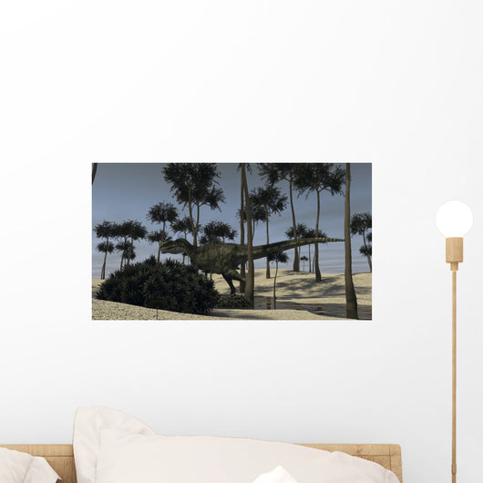 Monolophosaurus Running along Stream Wall Decal