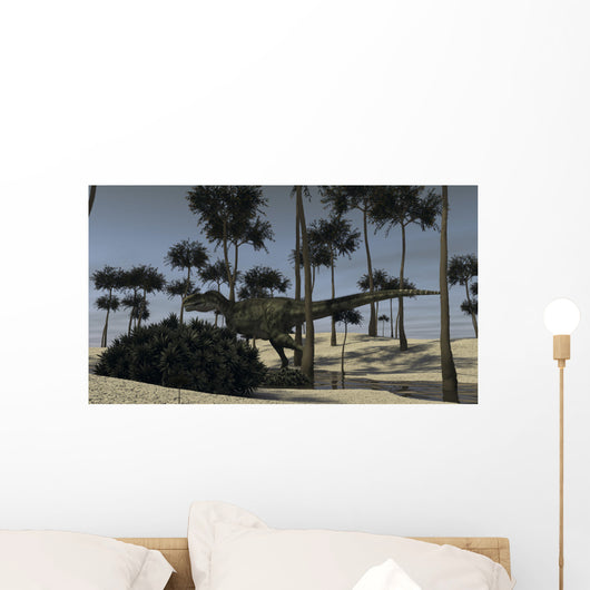 Monolophosaurus Running along Stream Wall Decal