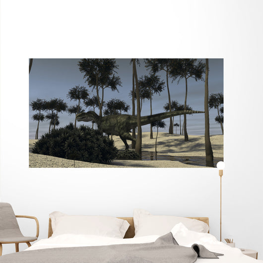 Monolophosaurus Running along Stream Wall Decal