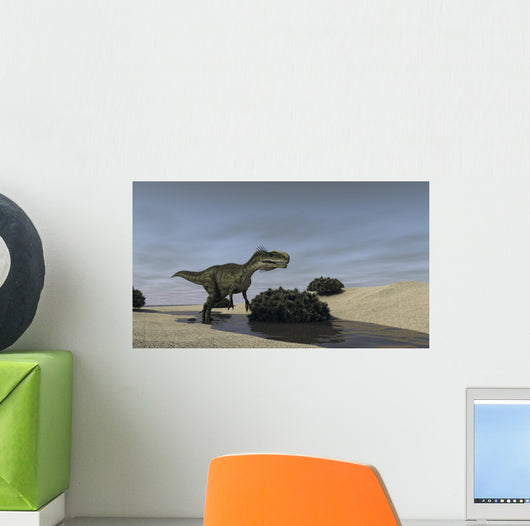 Monolophosaurus Running through Stream Wall Decal