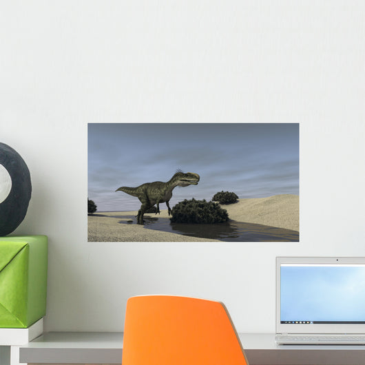 Monolophosaurus Running through Stream Wall Decal