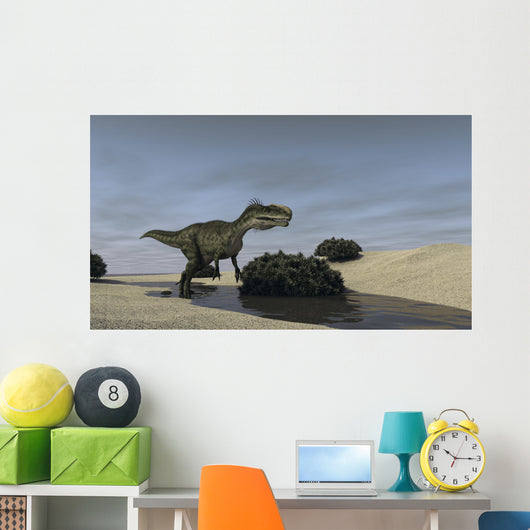 Monolophosaurus Running through Stream Wall Decal