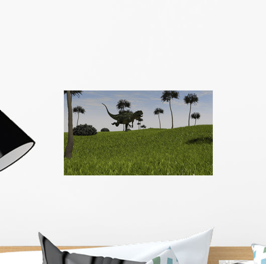 Yangchuanosaurus Running across Grassy Wall Decal Design 2