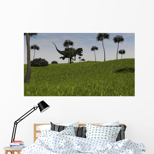 Yangchuanosaurus Running across Grassy Wall Decal Design 2