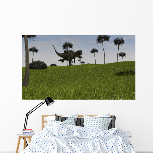Yangchuanosaurus Running across Grassy Wall Decal Design 2