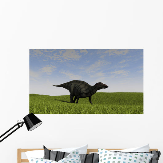 Shuangmiaosaurus Walking across Grassy Wall Decal Design 3