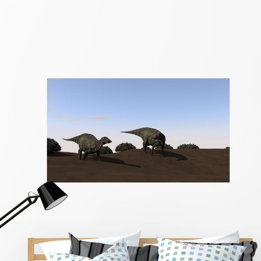 Two Shuangmiaosaurus Walking across Wall Decal Design 1
