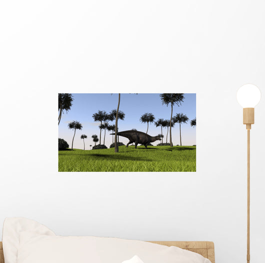 Shuangmiaosaurus Walking across Grassy Wall Decal Design 2