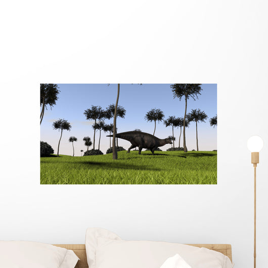 Shuangmiaosaurus Walking across Grassy Wall Decal Design 2