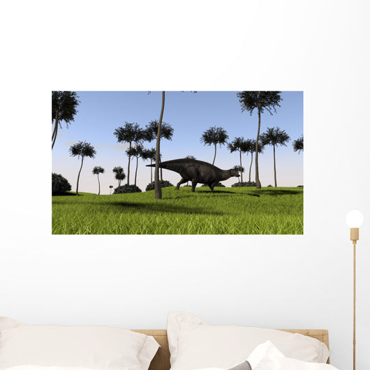 Shuangmiaosaurus Walking across Grassy Wall Decal Design 2
