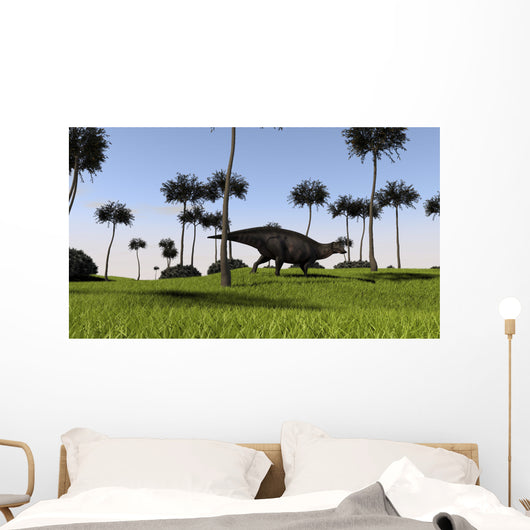 Shuangmiaosaurus Walking across Grassy Wall Decal Design 2