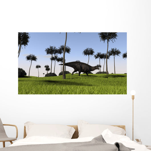 Shuangmiaosaurus Walking across Grassy Wall Decal Design 2
