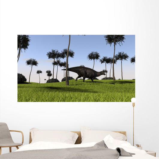 Shuangmiaosaurus Walking across Grassy Wall Decal Design 2