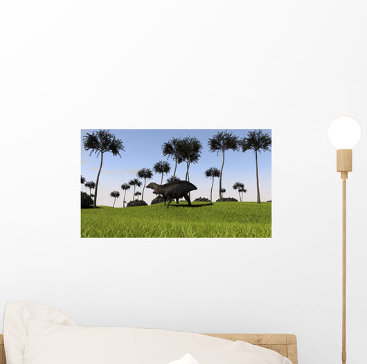 Shuangmiaosaurus Walking across Grassy Wall Decal Design 1