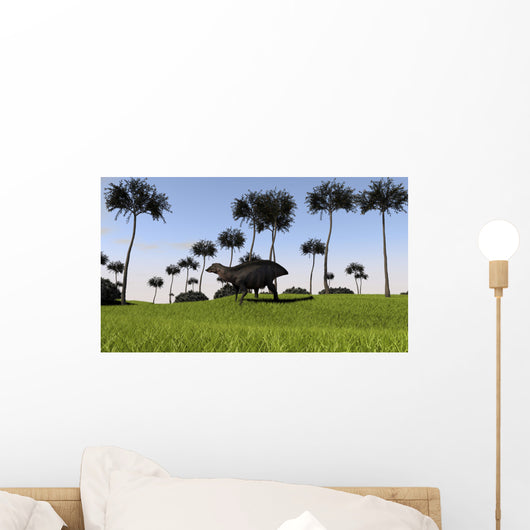 Shuangmiaosaurus Walking across Grassy Wall Decal Design 1