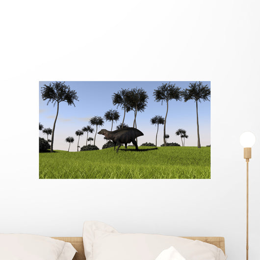 Shuangmiaosaurus Walking across Grassy Wall Decal Design 1