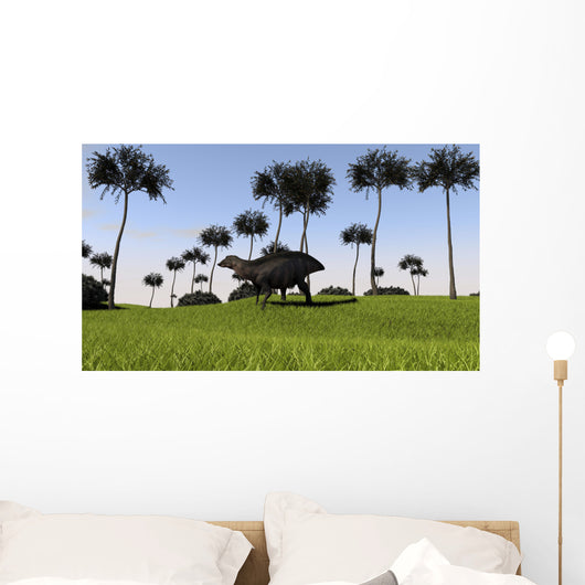 Shuangmiaosaurus Walking across Grassy Wall Decal Design 1