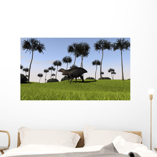 Shuangmiaosaurus Walking across Grassy Wall Decal Design 1