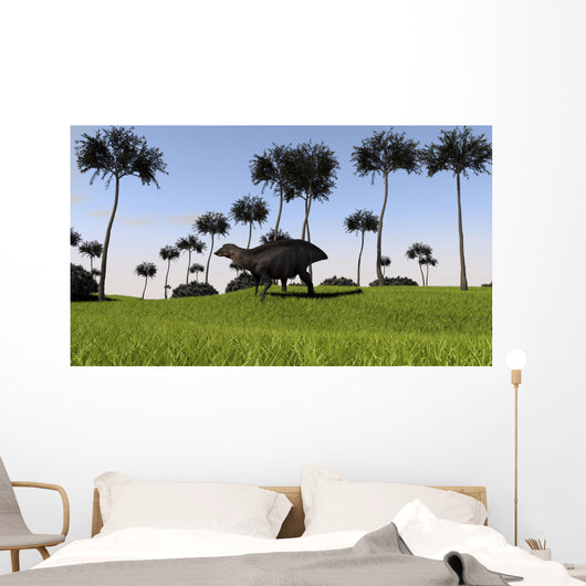Shuangmiaosaurus Walking across Grassy Wall Decal Design 1