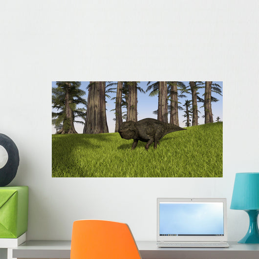 Udanoceratops Walking across Grassy Wall Decal Design 2