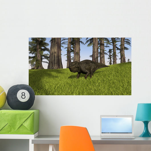 Udanoceratops Walking across Grassy Wall Decal Design 2