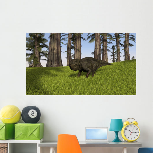 Udanoceratops Walking across Grassy Wall Decal Design 2