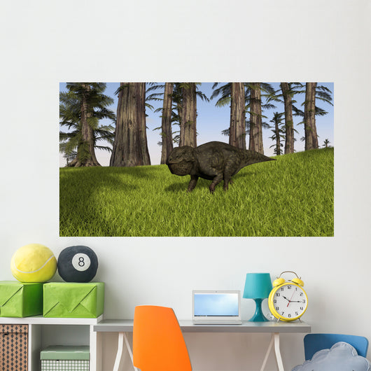 Udanoceratops Walking across Grassy Wall Decal Design 2