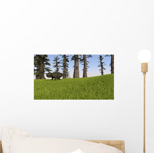 Udanoceratops Walking across Grassy Wall Decal Design 1