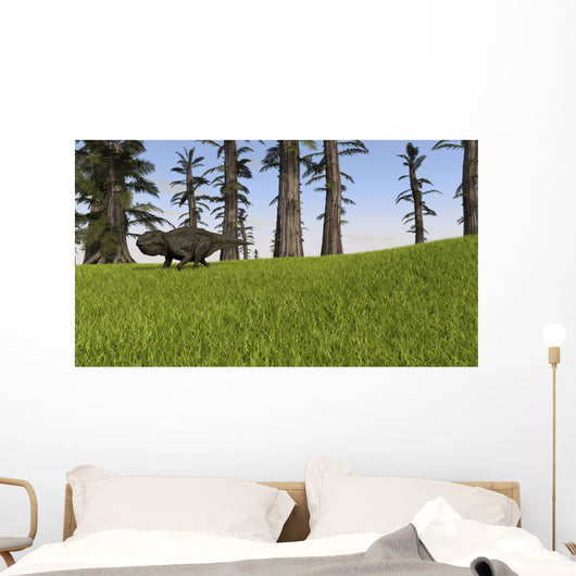 Udanoceratops Walking across Grassy Wall Decal Design 1