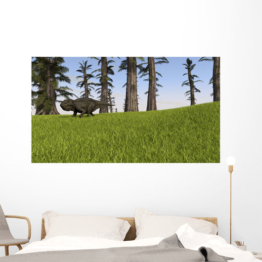 Udanoceratops Walking across Grassy Wall Decal Design 1
