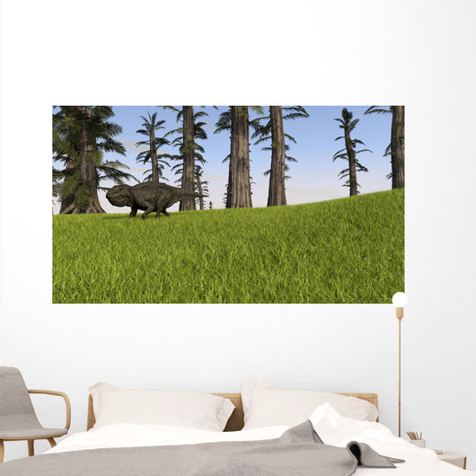 Udanoceratops Walking across Grassy Wall Decal Design 1