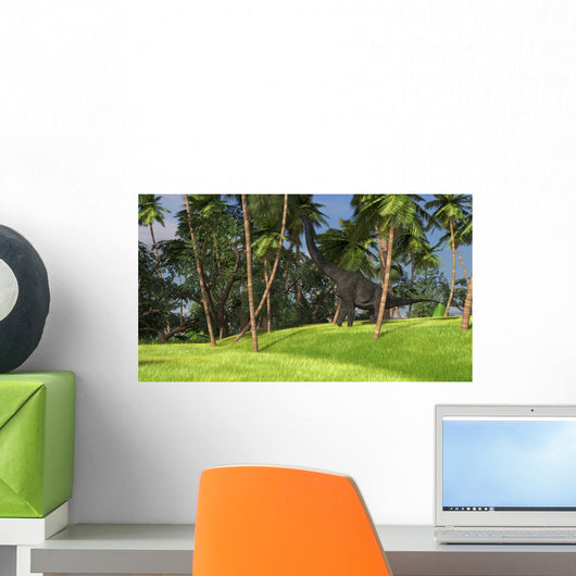 Large Brachiosaurus Grazing Palm Wall Decal