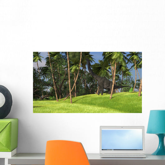 Large Brachiosaurus Grazing Palm Wall Decal