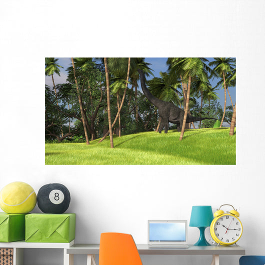 Large Brachiosaurus Grazing Palm Wall Decal
