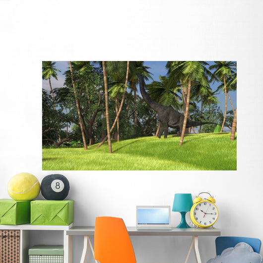 Large Brachiosaurus Grazing Palm Wall Decal