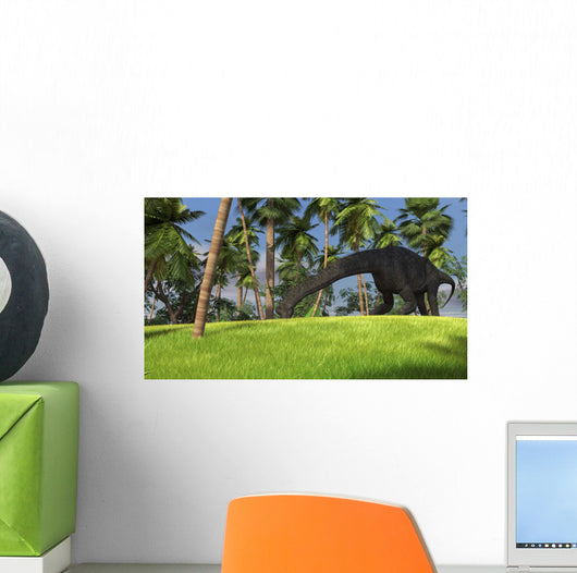 Large Brachiosaurus Grazing Tropical Wall Decal Design 1