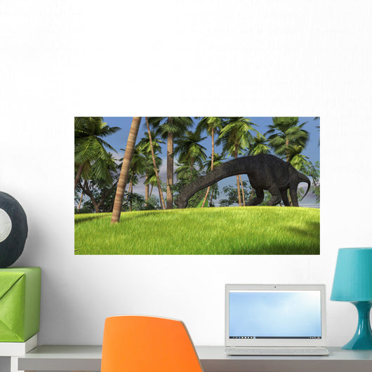 Large Brachiosaurus Grazing Tropical Wall Decal Design 1