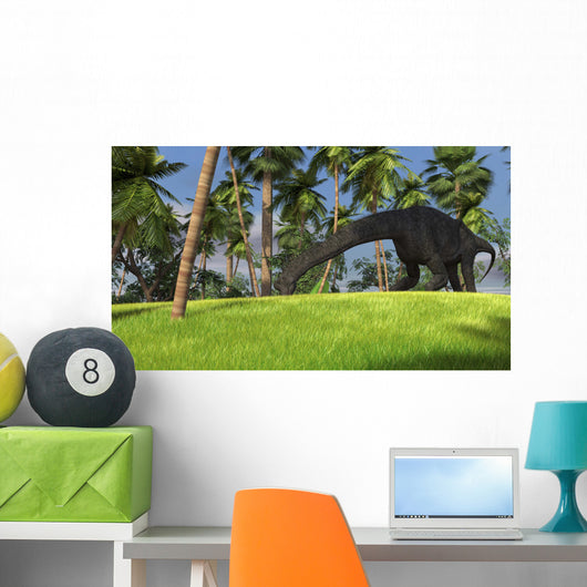 Large Brachiosaurus Grazing Tropical Wall Decal Design 1
