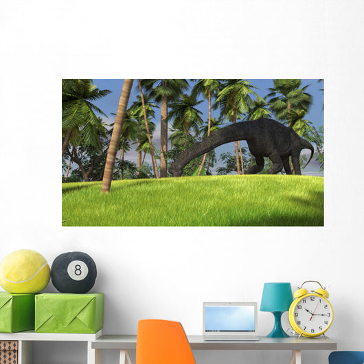 Large Brachiosaurus Grazing Tropical Wall Decal Design 1