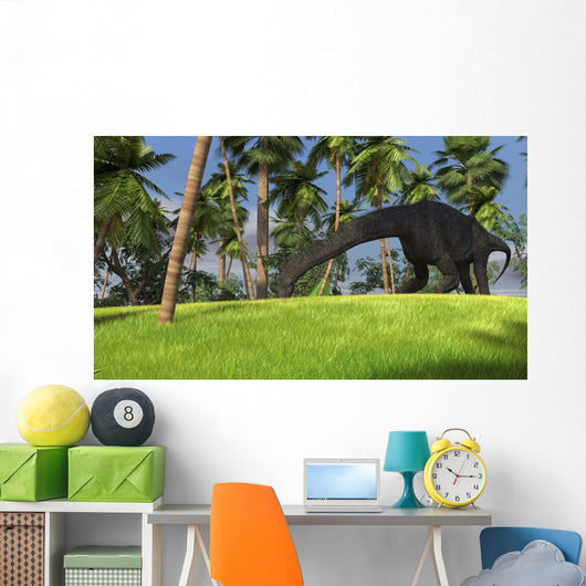 Large Brachiosaurus Grazing Tropical Wall Decal Design 1