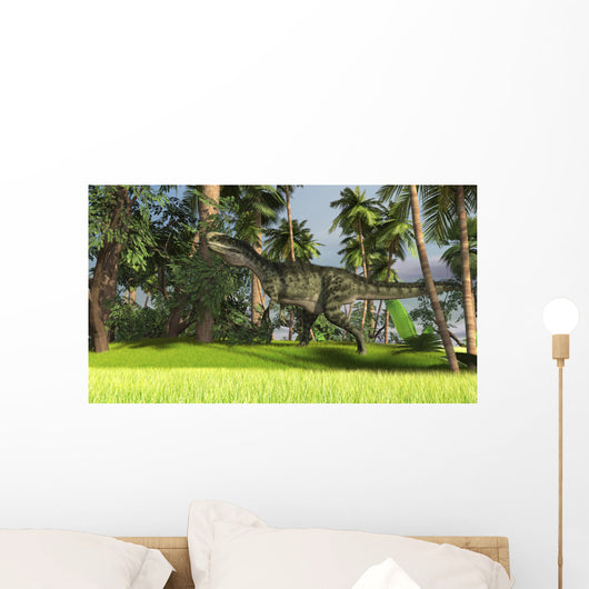 Monolophosaurus Prehistoric Tropical Landscape Wall Decal Design 2