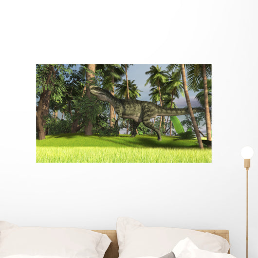 Monolophosaurus Prehistoric Tropical Landscape Wall Decal Design 2